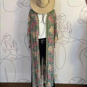 Angie- Kimono in a Green Floral Pattern size L
